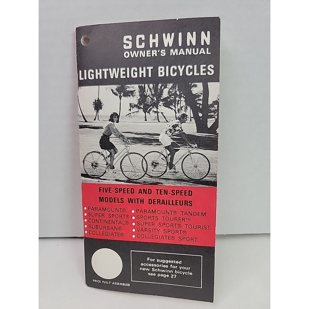 Vintage 1971 Schwinn Lightweight Bicycles Owner’s Manual 5 10 Speed Derailleur